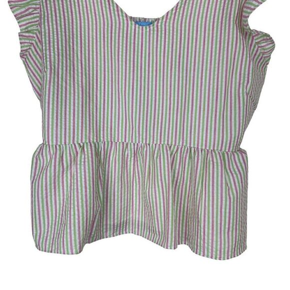 Draper James RSVP Seersucker Striped Peplum Top Womens XL Preppy Summer - Picture 4 of 8